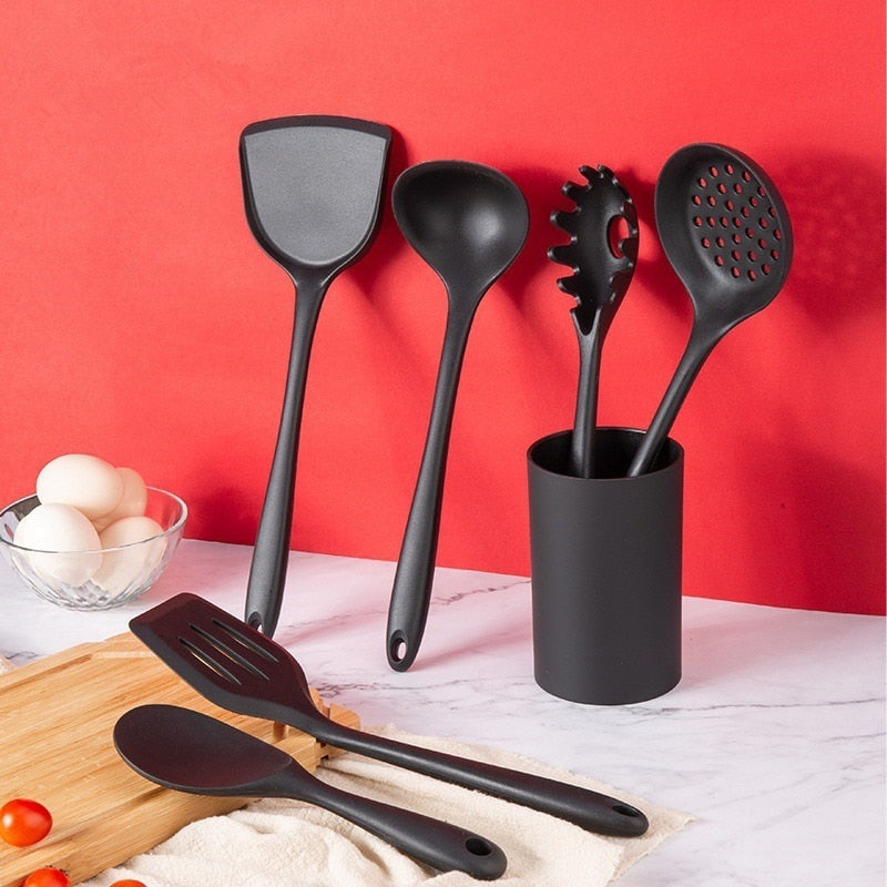 Black Silicone Kitchen Utensils Set