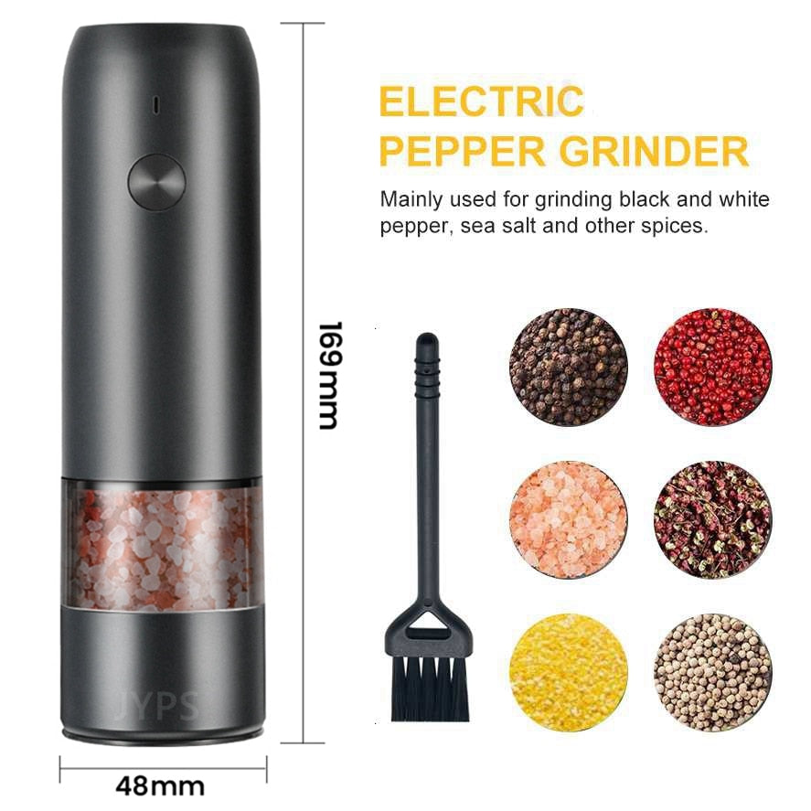 Electric Salt and Pepper Grinder Set USB Rechargeable - USB Type-C Cable,  LED Li